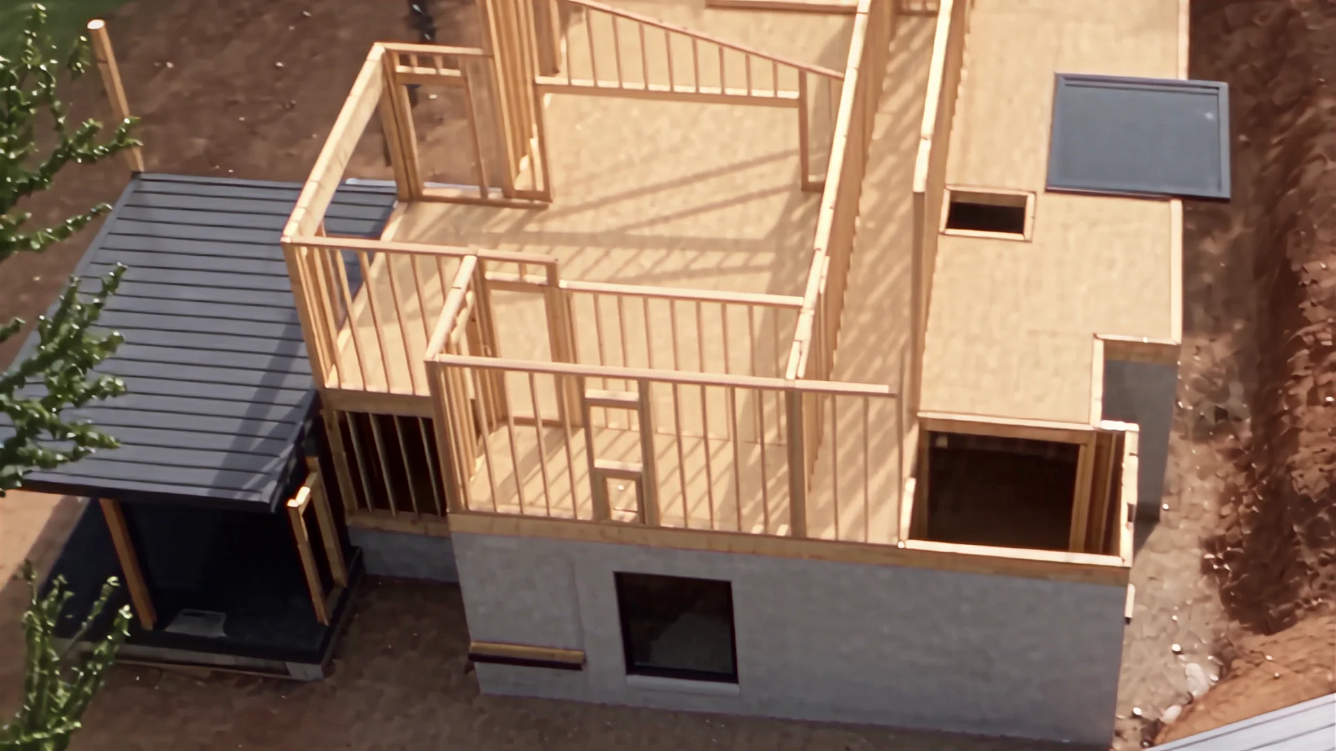 Architectural visualization of the lakefront home: the structure.